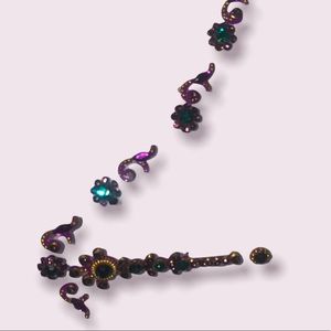 Purple, green and gold stick-on Bindi Set
